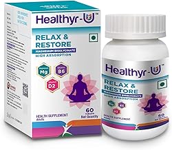 Healthyr-U Relax & Restore High Absorption Magnesium Bisglycinate 400 mg per serving with Vitamin B6 & D2 | Supports Muscle Recovery, Sleep & Bone Health | Magnesium Supplement for Men & Women | 60 Tablets