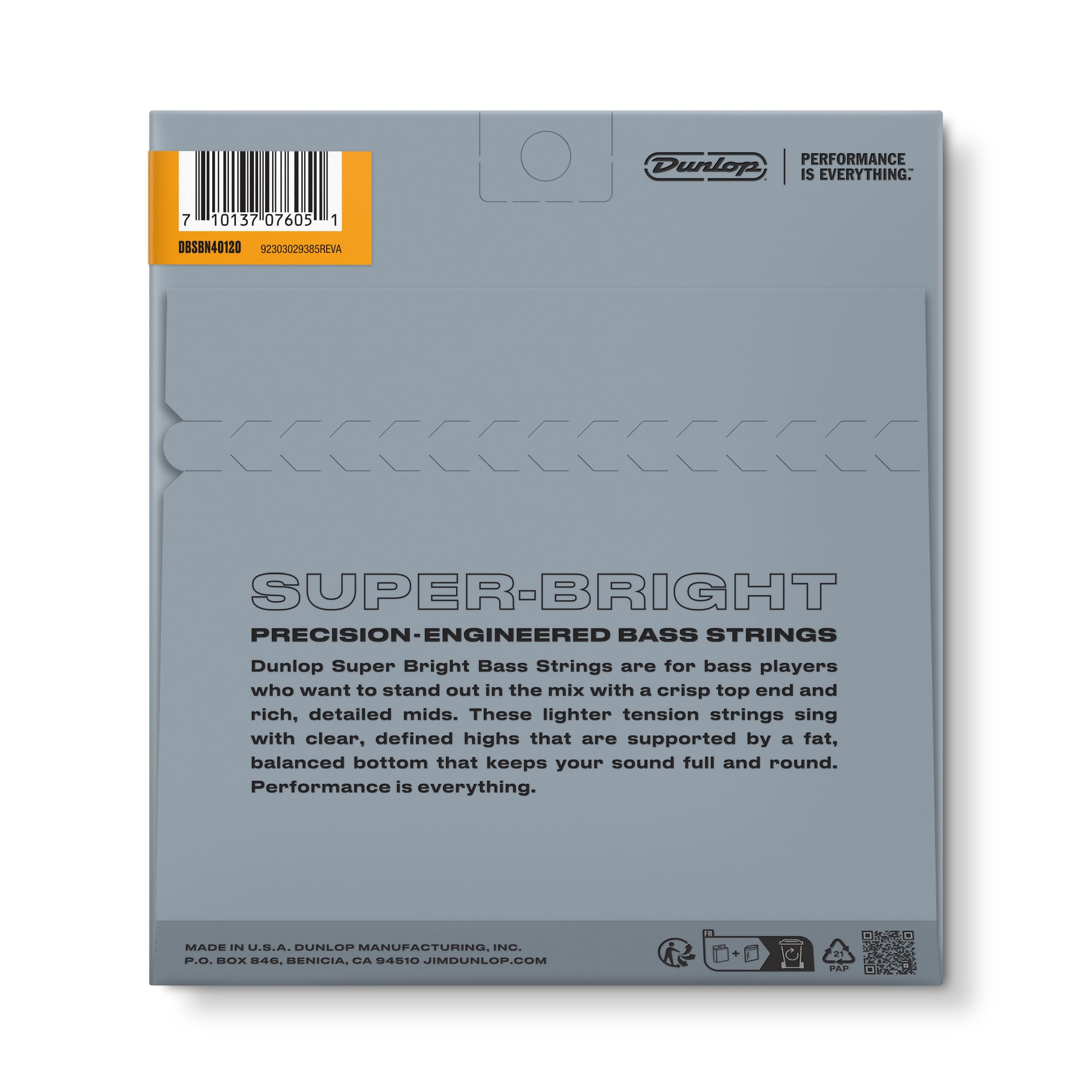 DUNLOP - DBSBN40120 SUPER BRIGHT NICKEL WOUND, LIGHT SET/5, Corde per Basso