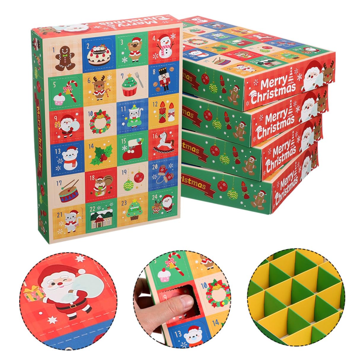 TOPBATHY 15piezas Caja de Regresiva Navideña Días Unidades Cajas de Papel para Calendario de Adviento Navideño DIY Hacer Dulces y Decoraciones Navideñas