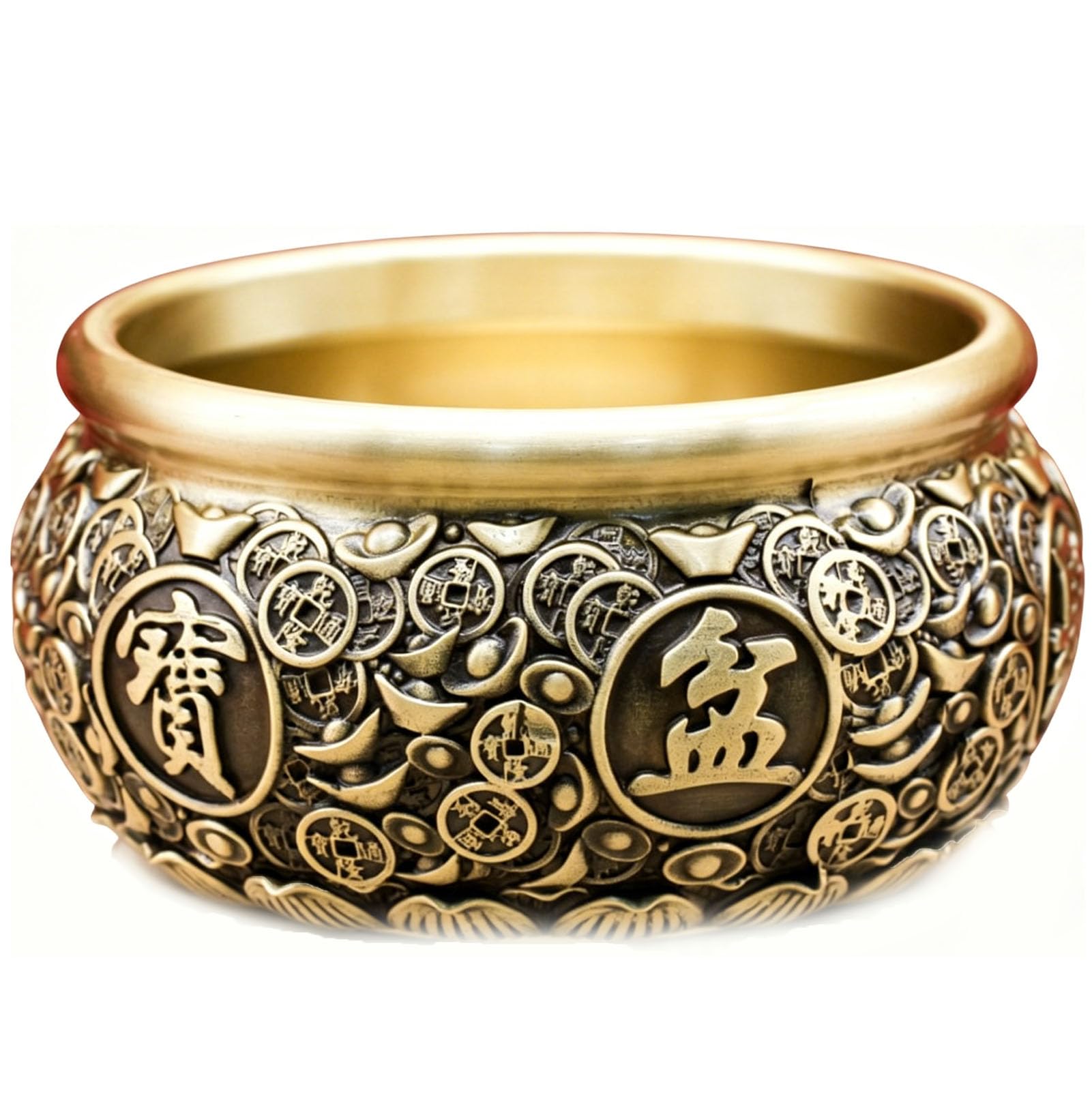 Mosiężna miska na pieniądze Feng Shui, podstawa wlewki do ołtarza narożnego bogactwa, biurko, dom, dekoracje Feng Shui, przyciąga codzienną fortunę,15CM