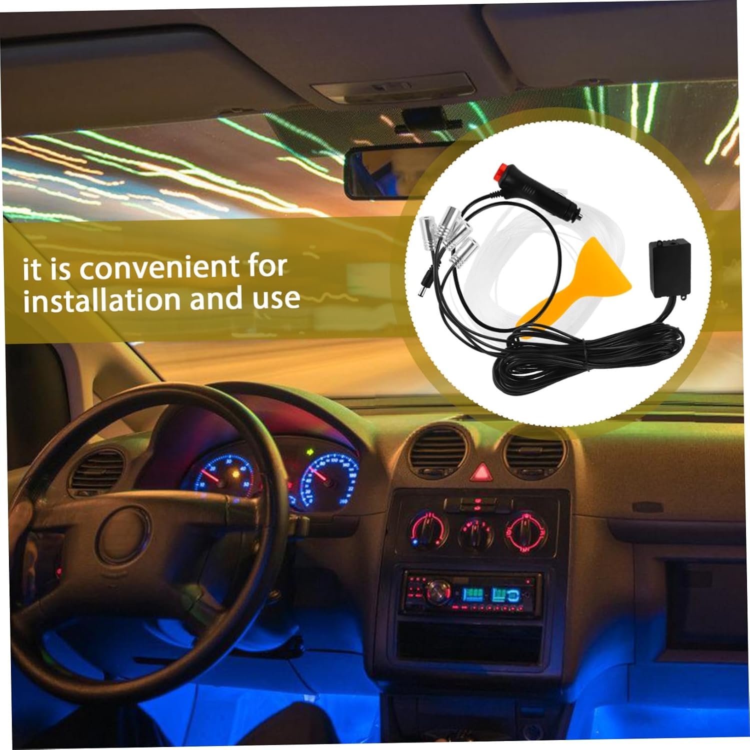 MAGICLULU 1Set LED Car Interior Strip Light Kit Fiber Optic Ambient Lighting for Vehicle Decorative Light Strips for Unique Modern Look Inside Your Car