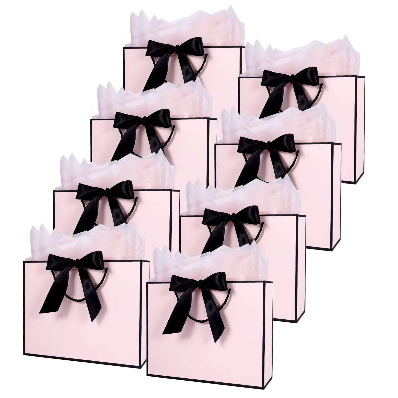 FLUETOOD Gift Bags for Presents, 8pcs Birthday Gift Bags Medium with 8 Tissue Paper for Women Girls Party Wedding Baby Shower and Christmas (28 * 20 * 10 cm) — image 1