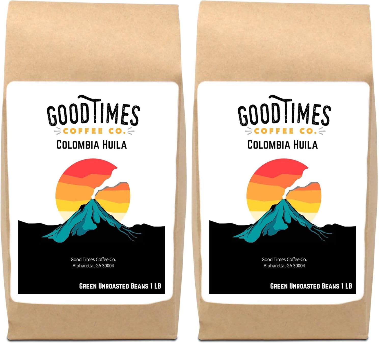 Good Times Coffee Company Green Unroasted Coffee Beans, Colombian Huila (1 Pound) (Pack of 2)