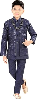 Joley Poley Boys 2-Piece Indo-Western Set|Kids Sequin Embellished Work Satin Sherwani Set|Ideal for any Festive & Party Oc... Price In India