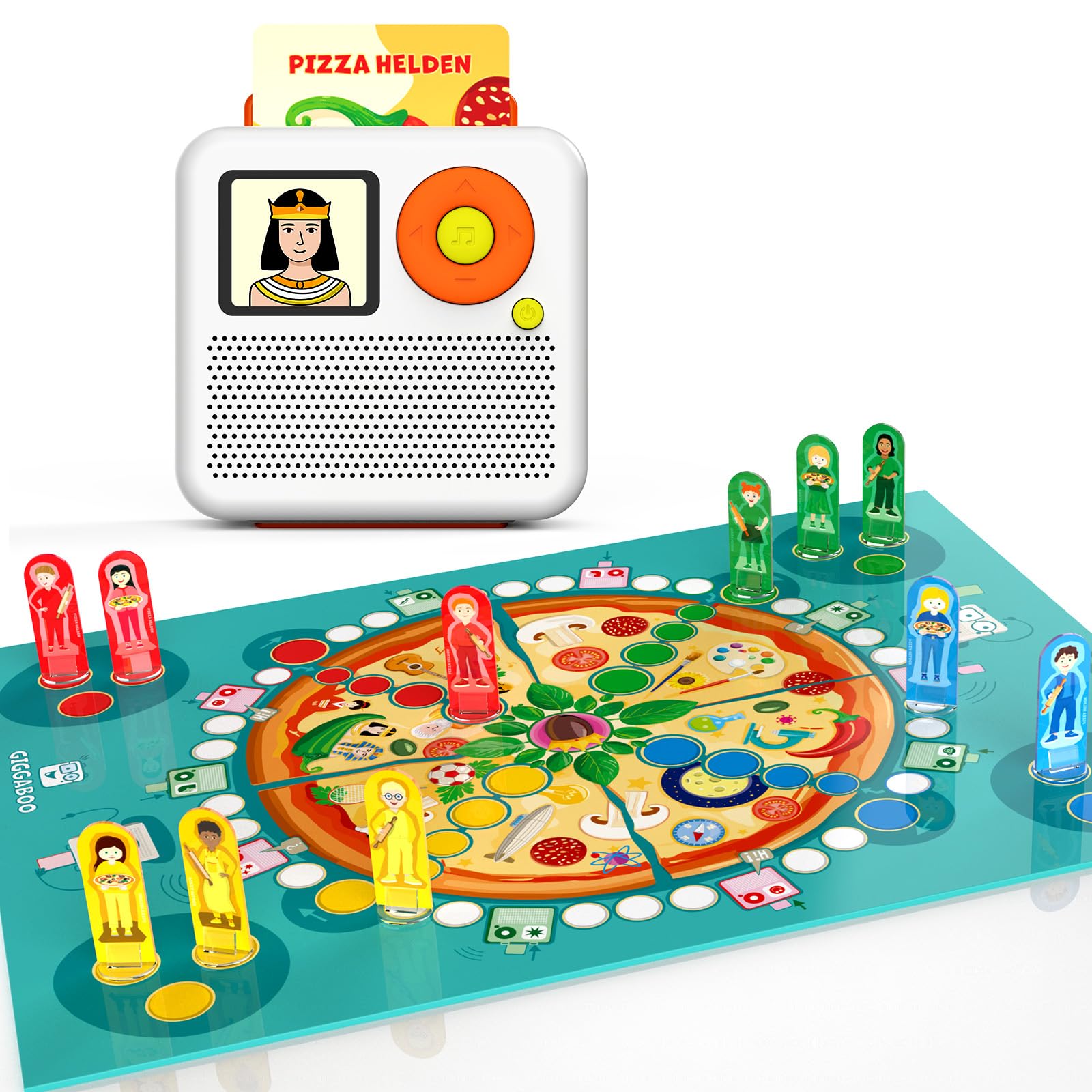 Qiaojoy Gigga Player - Board Game & Audio Player Set for Kids Aged 4-8| Screen-Free Bluetooth Audio Player for Stories, Music| Perfect for Multi-Child Play| Use as Speaker or with Headphones| DIY