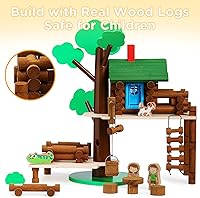Vista 5 de SainSmart Jr. 2-Tier Wooden Tree House Building Set – Educational Gift for Kids, Creative STEM Toy with Cabins and Interchangeable Leaves, STEM