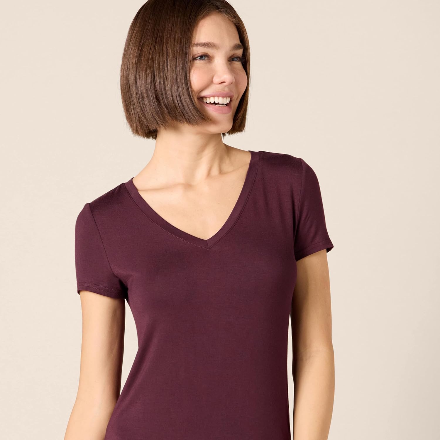 Amazon Essentials Women's Jersey V-Neck Short Sleeve Midi Length Dress - Image 4