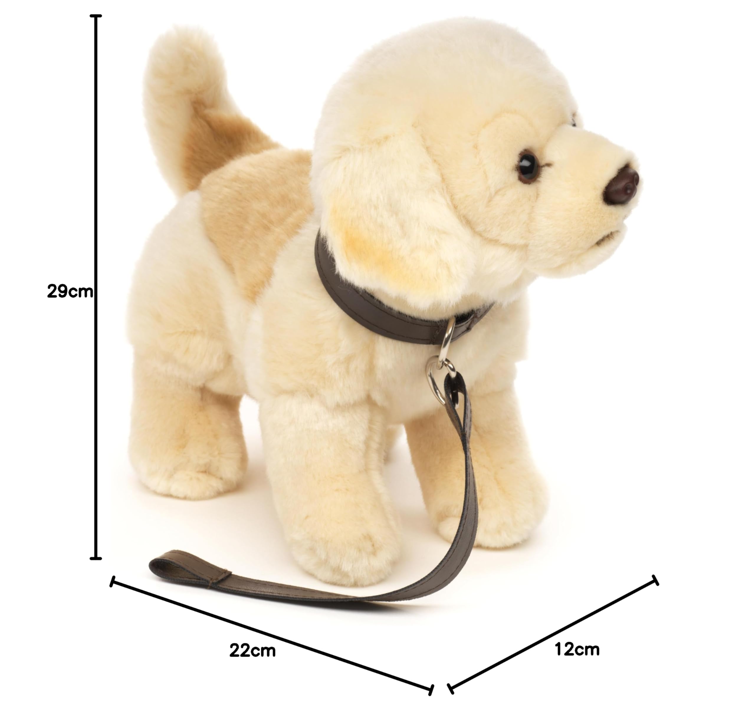Uni-Toys - Golden Retriever cucciolo, in piedi (con guinzaglio) - 22 cm (altezza) - cane di peluche, animale domestico - peluche