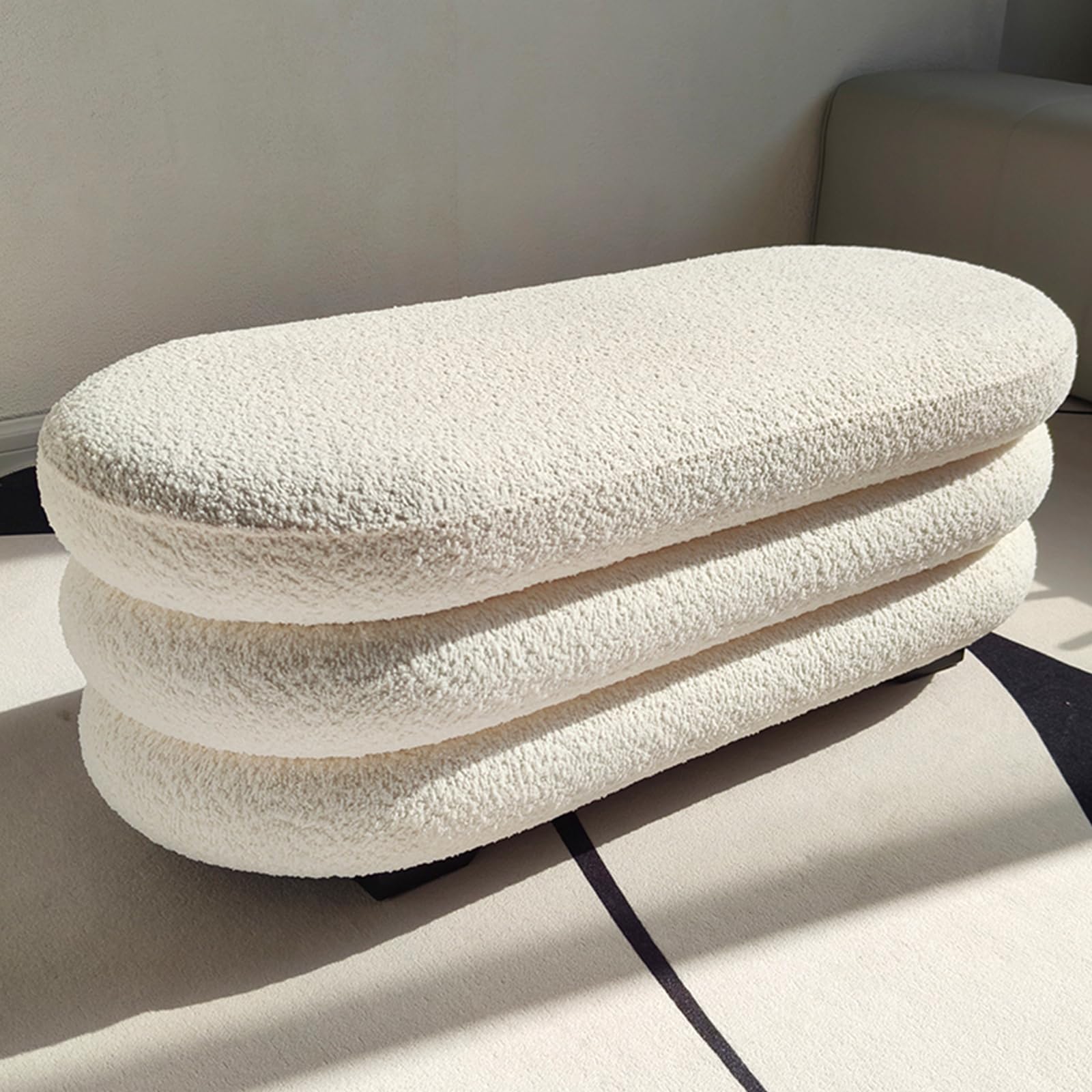 Banc ottoman en chenille pour entrée accueillante et rangement de chambre