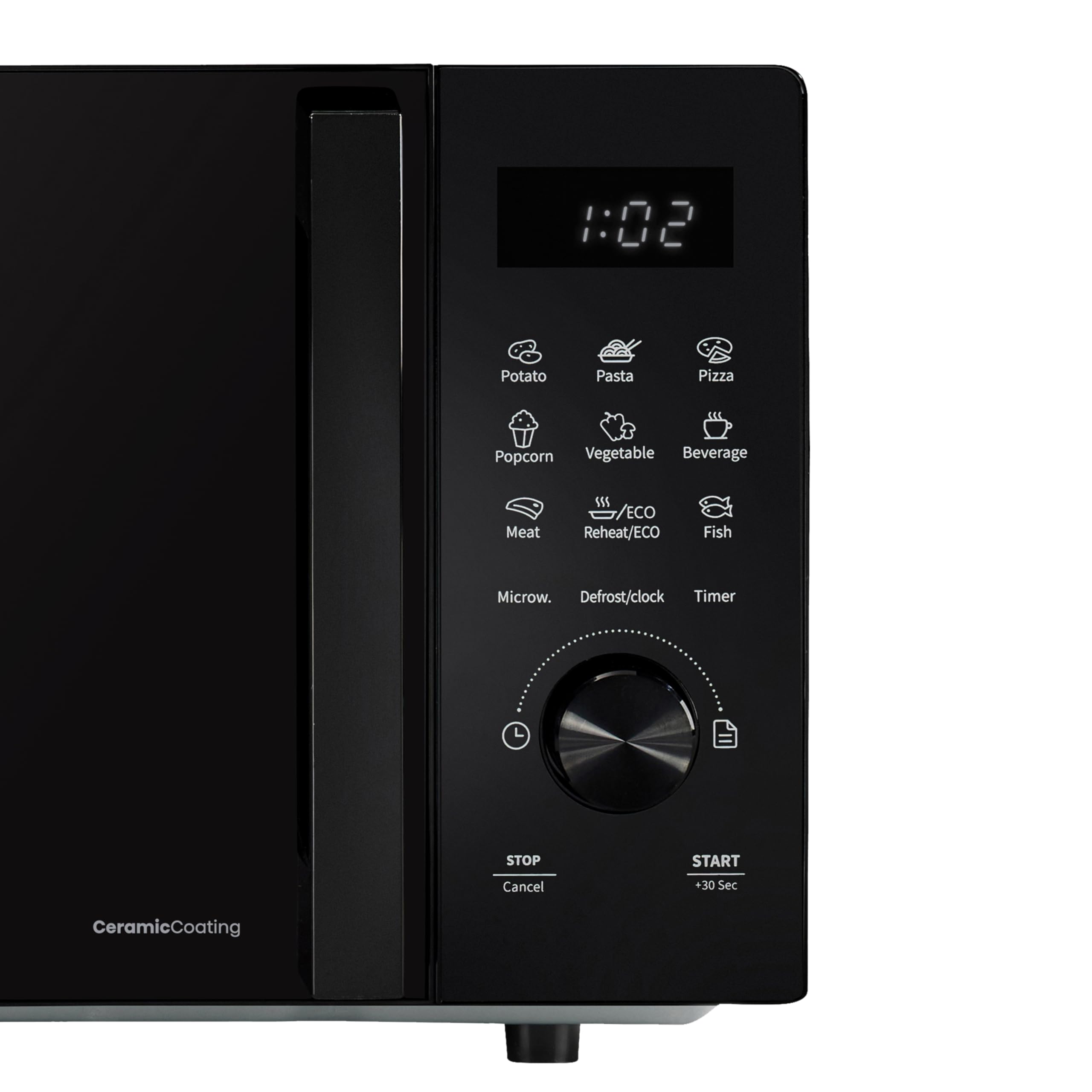 Hisense H23MOBSD1H - Microondas Digital con Grill 23L, 800W, Revestimiento Cerámico, Cristal Premium, 10 Niveles de Potencia, Función de Descongelación, 9 Programas Automáticos, Fácil limpieza