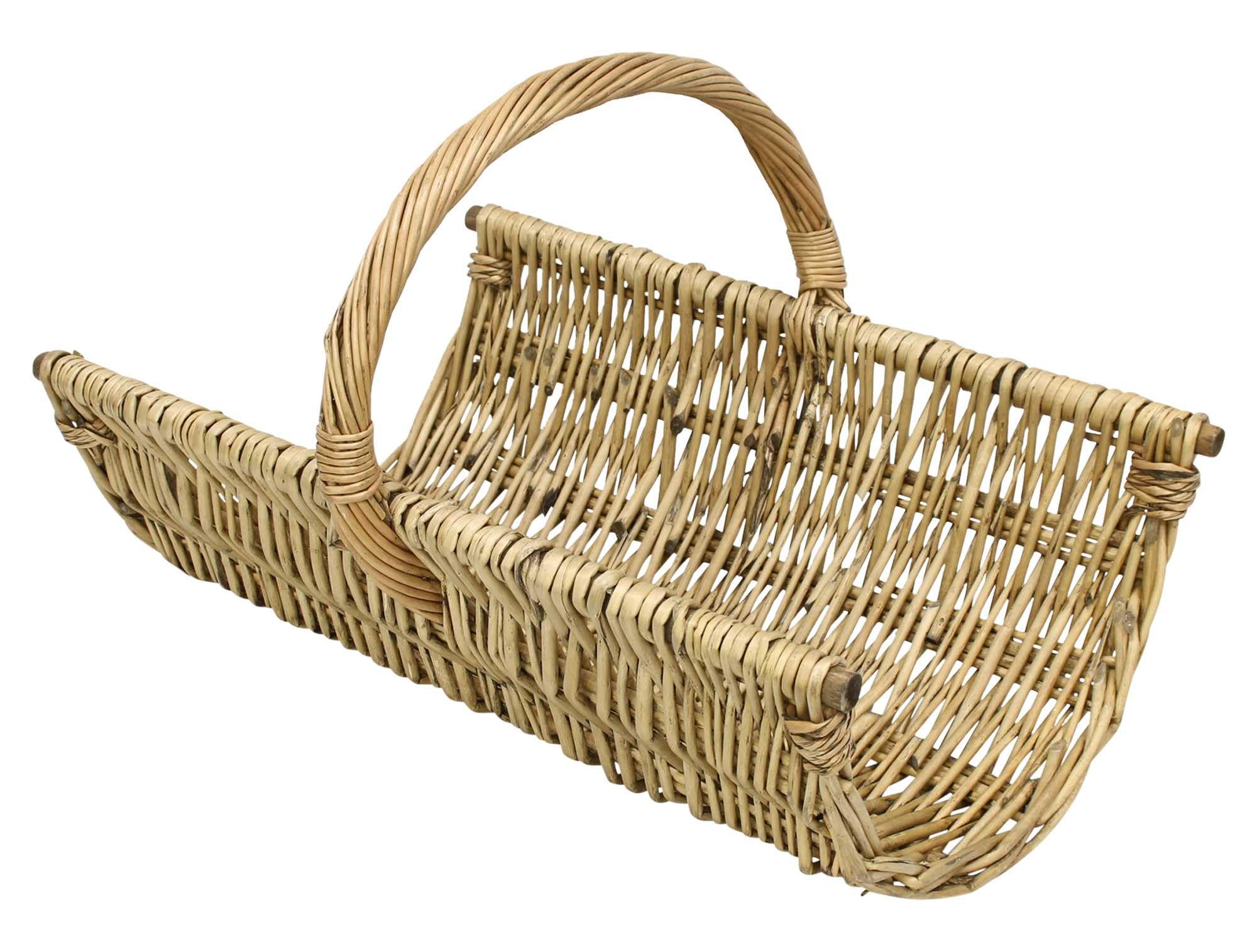 Dekoleidenschaft Holzkorb "Trendy" aus Weide, braun, Kaminholzkorb, Feuerholzkorb, Holz-Tragekorb