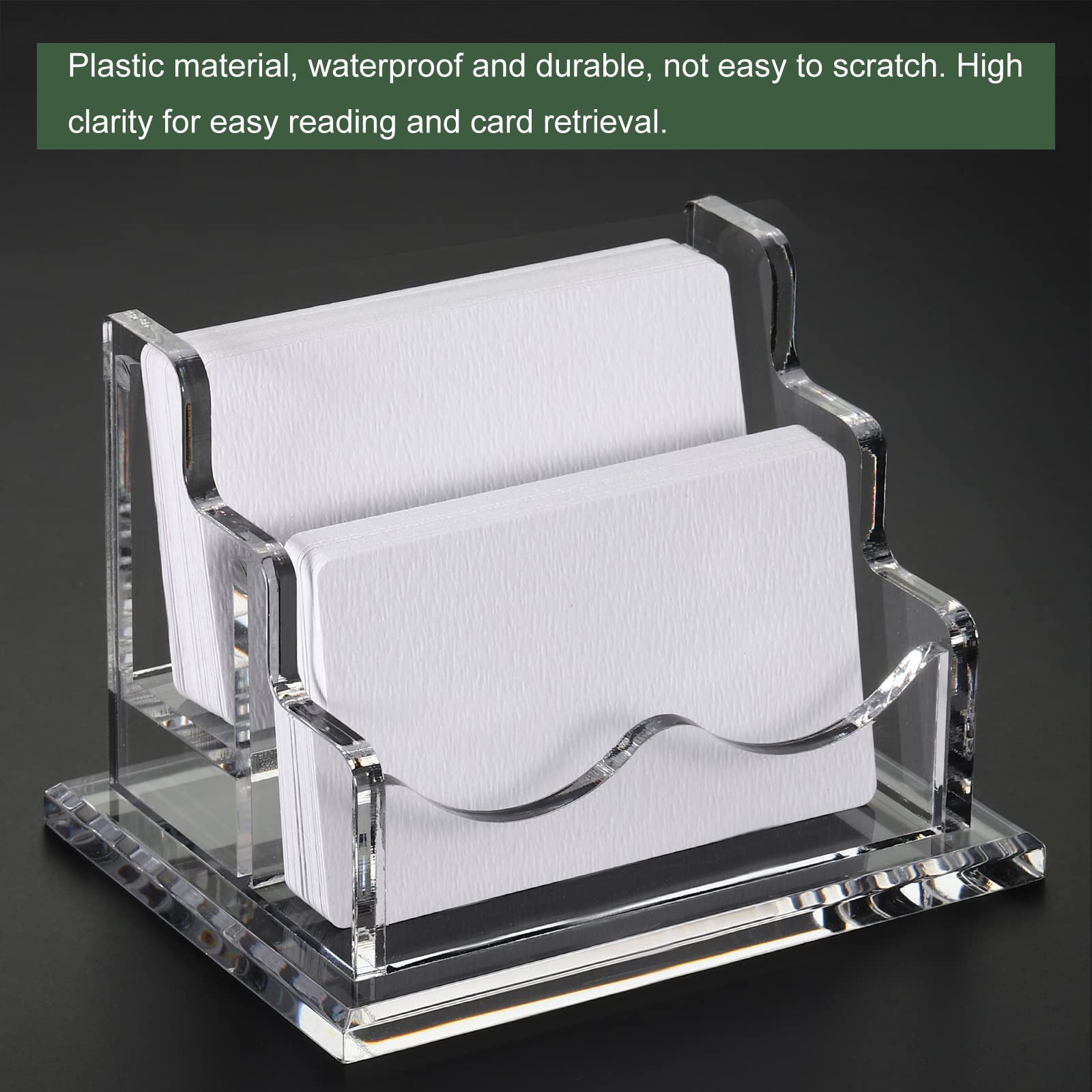 YOKIVE Acrylic Business Card Holders, 2 Slots Business Card Display, Cards Holders Organizer, Great for Office Desktop (Clear - Image 3