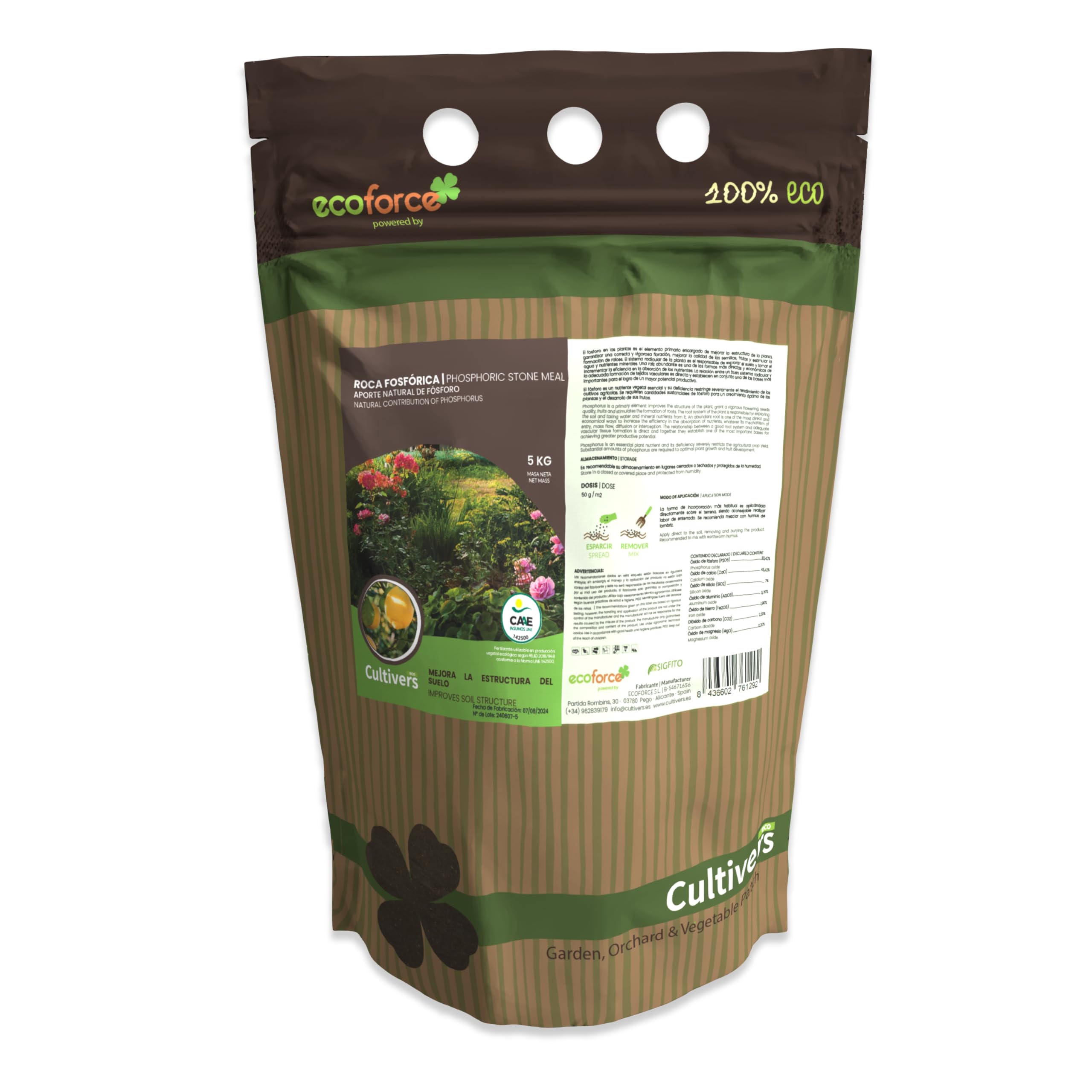 CULTIVERS Phosphatgestein 5 kg  Natrliche Quelle fr Phosphor, Calcium  und Eisen  100% kologisch  Bodenverbesserer zur Bodenvorbereitung vor  und whrend des Anbaus : Amazon.de: Garten