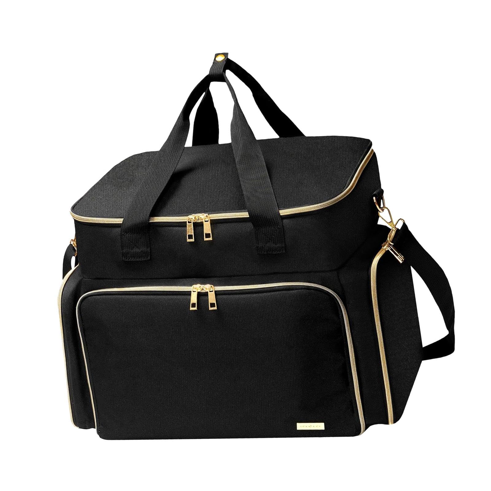 Harilla Estuche organizador portátil para de uñas y herramientas de manicura, con asa y bolsillos. Capacidad para 96 ​​frascos. Caja de doble capa