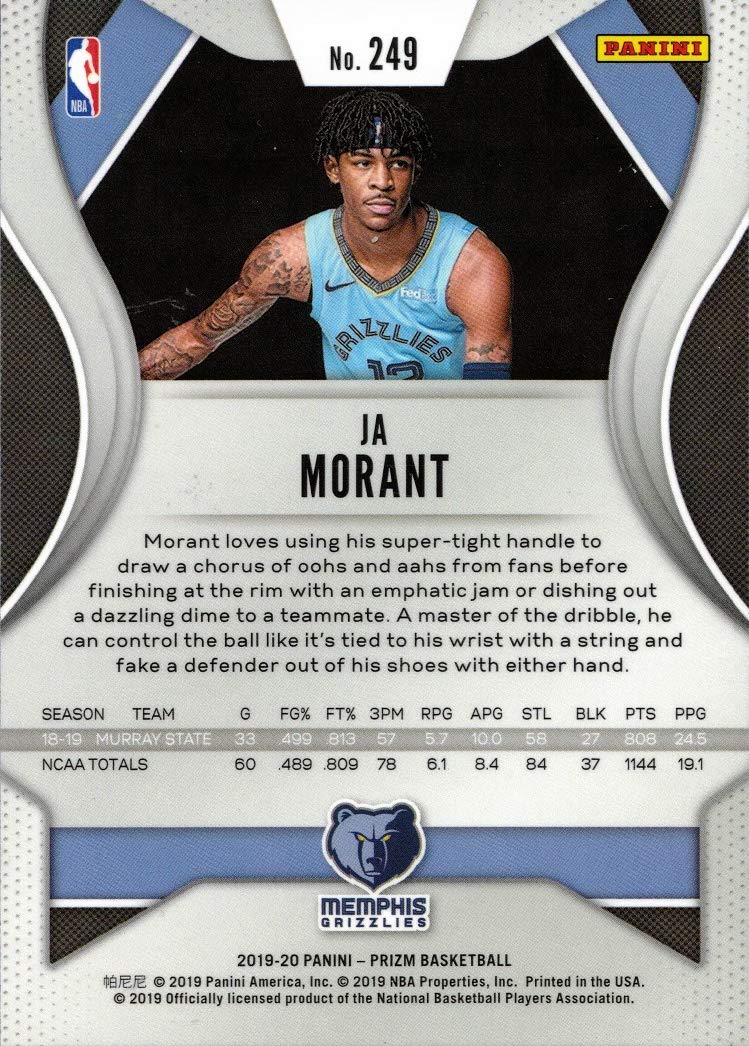 Amazon.com: 2019-20 Panini Prizm Basketball #249 Ja Morant Rookie  