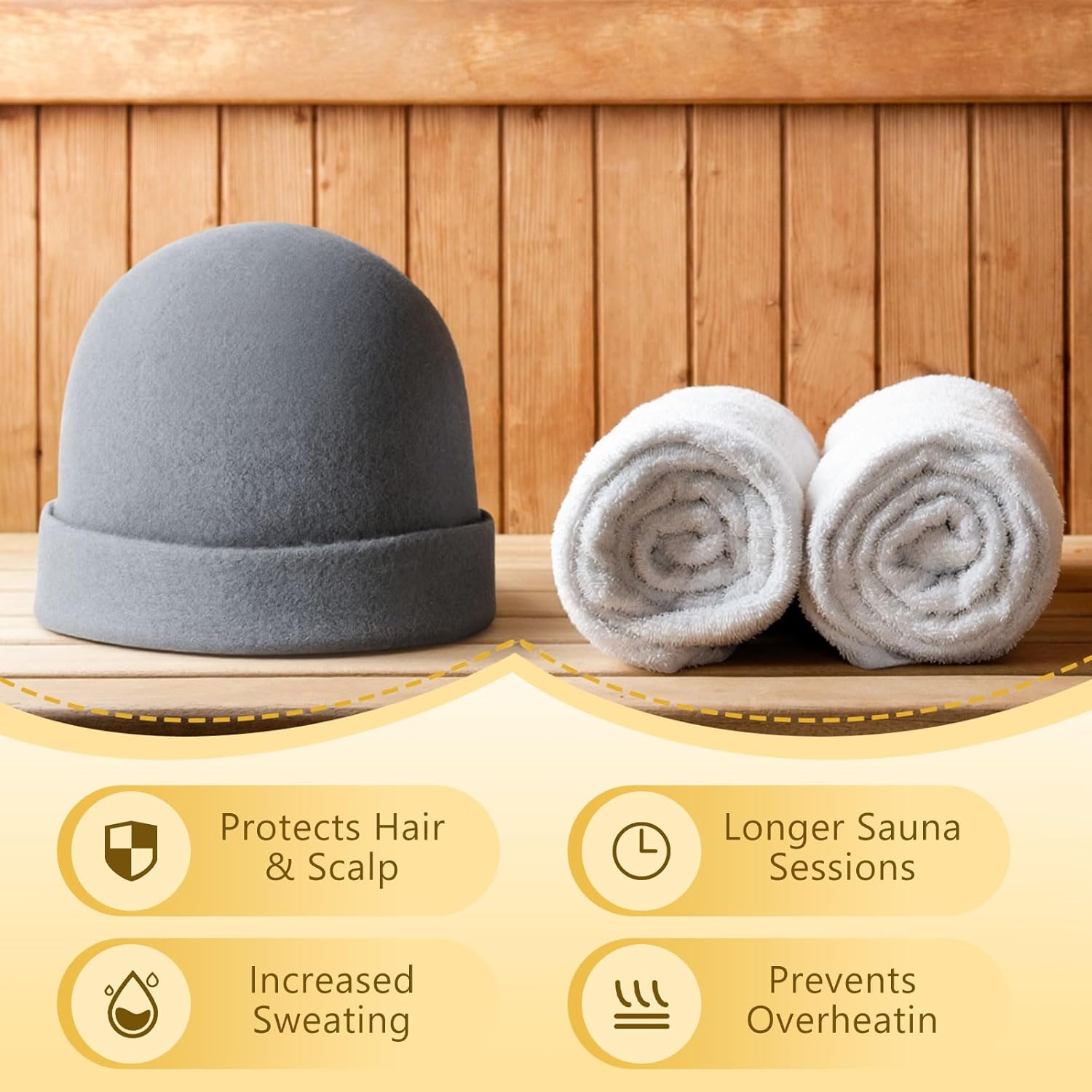 JaGely 2 Pcs Sauna Hat Natural Wool Sauna Cap for Men and Women Accessory Environmental Friendly Insulating Headgear for Vaporarium Cap Russian Banya Bath House Spa Steam Room