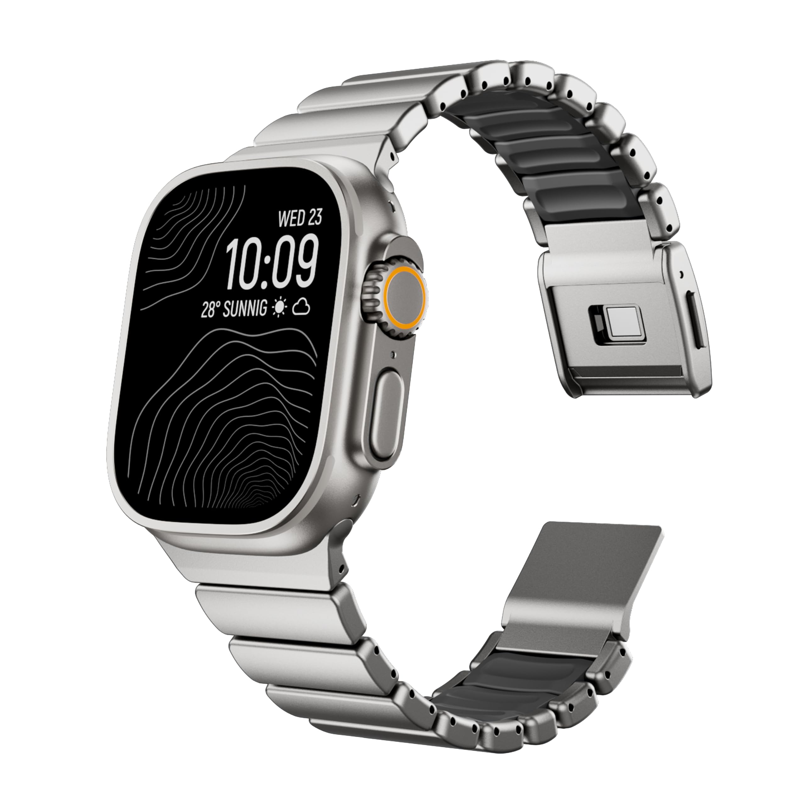 Titan Armband kompatibel mit Apple Watch Armband Ultra 3/2/1 49mm 46mm 45mm 44mm 42mm, Titan Silikon Doppelschicht, Damen Herren Magnetverschluss Ersatzarmband für iWatch Series 11 10 9 8 7 6 5 4