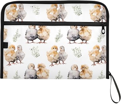 13 Pockets Expanding File Folder Rustic Chick Rooster Accordion File Organizer A4 Letter Size Paper Document Storage Zipper Expandable Folders with Labels