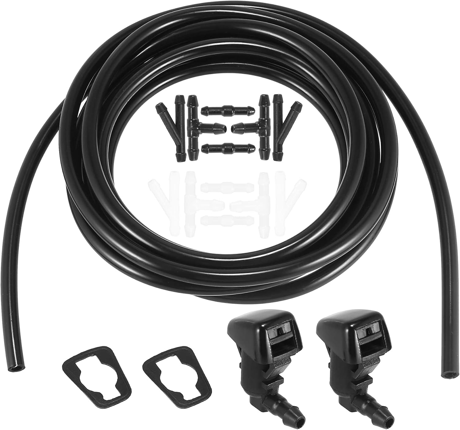 Windshield Washer Hose Kit Compatible with for Ford F-250 F-350 F-450 F-550 Super Duty 2008–2010, for Focus 2008–2011, 3M Fluid Hose with 12 Connectors - 15PCS Black