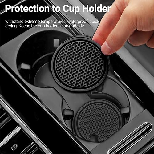 Miniatura 2 de Paquete de 4 posavasos universales oscuros para automóvil, antideslizantes, líquidos, absorbentes, para automóvil, 2.7 pulgadas