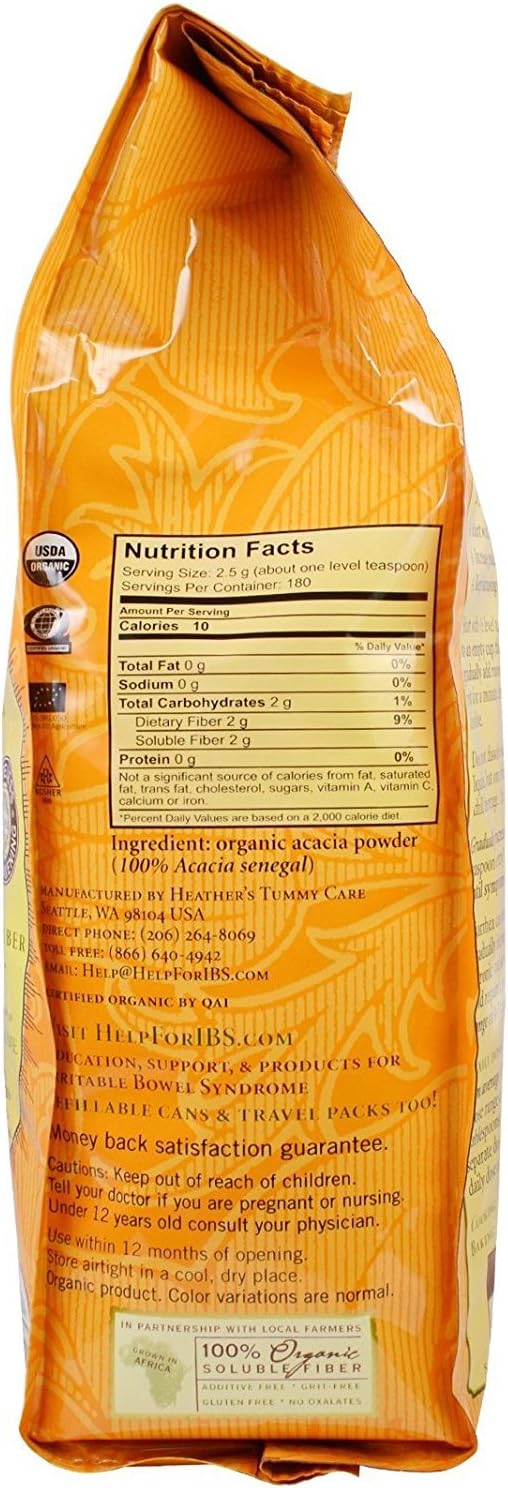 Heather's Tummy Fiber Organic Acacia Senegal for IBS, 16 Ounce Pouch : Health & Household