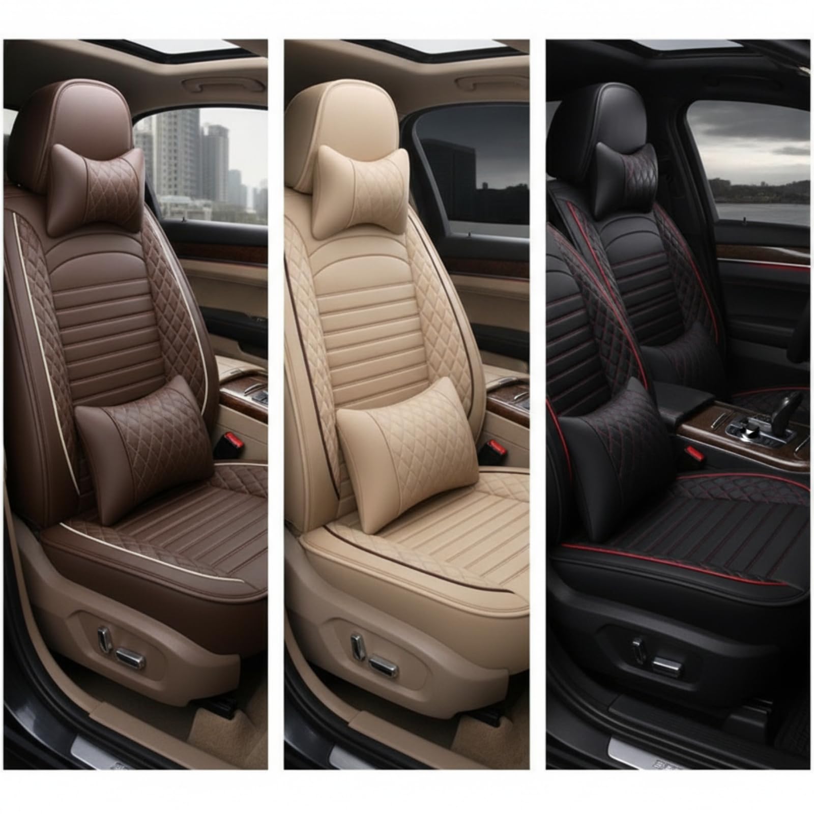 Amagogo Funda Asiento Individual Impermeable | Cobertura Completa, Funda para Asiento Coche, Acolchada, Accesorio, Beige, Asiento Individual Lujo