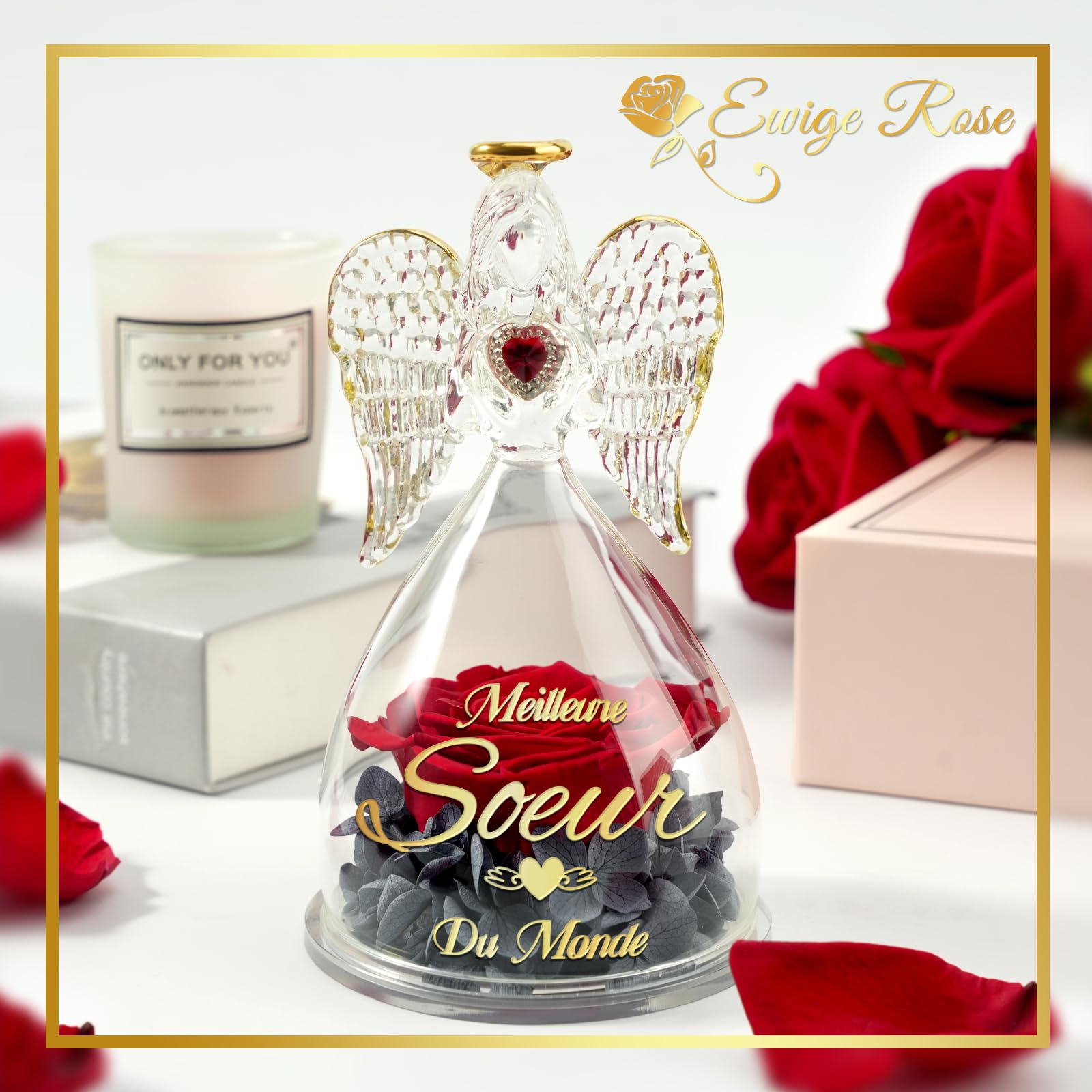 Rosa Rossa Stabilizzata In Teca Di Vetro Piccola - Garden Filippi Ssa