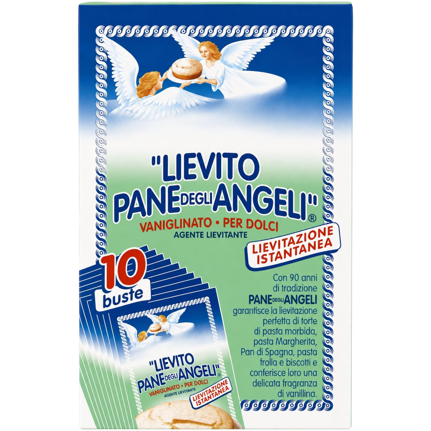 Lievito per Dolci Vanigliato Istantaneo – Agente Lievitante per Torte, Biscotti e Pan di Spagna – 160 g (10 Buste da 16 g) – Variazioni 4/8/12 Pezzi (12 pezzi)