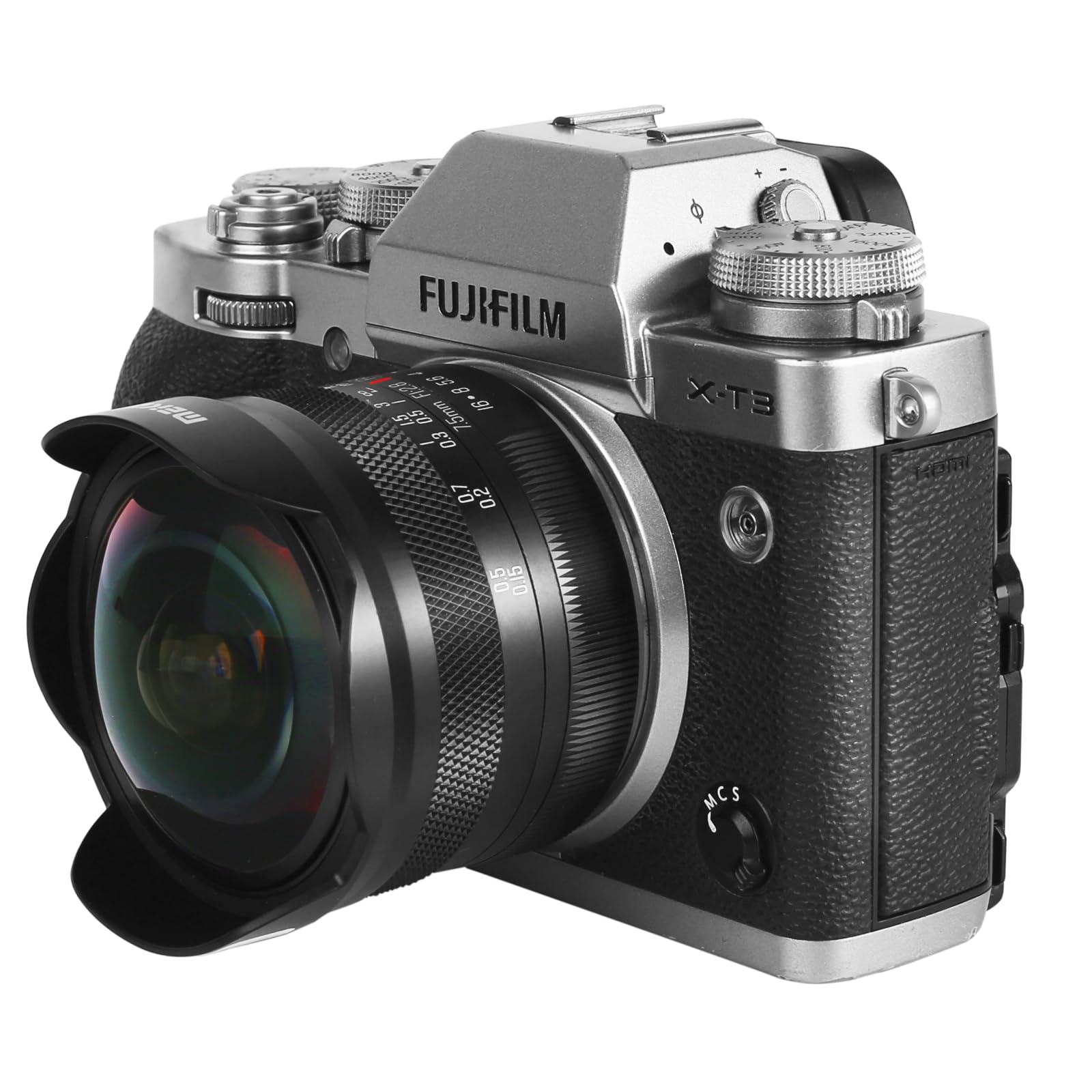 Meike 7.5mm f2.8 Lente APS-C de Enfoque Manual de Gran Apertura Compatible con cámara Fujifilm X Mount sin Espejo X-T3 X-H1 X-Pro2 X-E3 X-T1 X-T2 X-T4 X-T10 X-T20 X-T200 X-A2 X-E2 X-E1 X30 X70