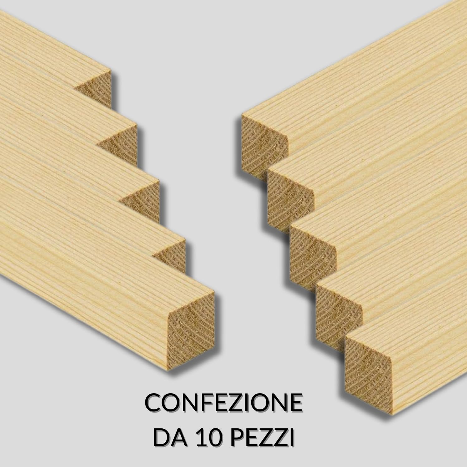 TWE Tucci Wood Essence Listelli 20x20 mm Legno Massello al Metro Abete Alta Qualità Tavole Piallate su Quattro Lati Smusso su Spigoli Made in Italy (20x20x2000) 10 Pezzi