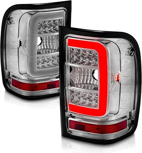 Miniatura 3 de AmeriLite Luces traseras de freno de repuesto para Ford Ranger tipo C 2001-2011 con tubo LED de cristal cromado, lado del pasajero y del conductor