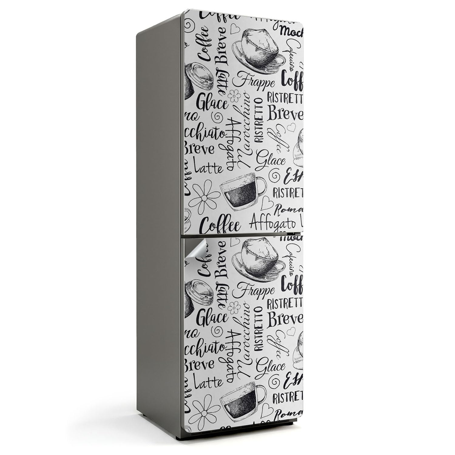 Sticker frigo tasses à café pour masquer les rayures et chocs de porte