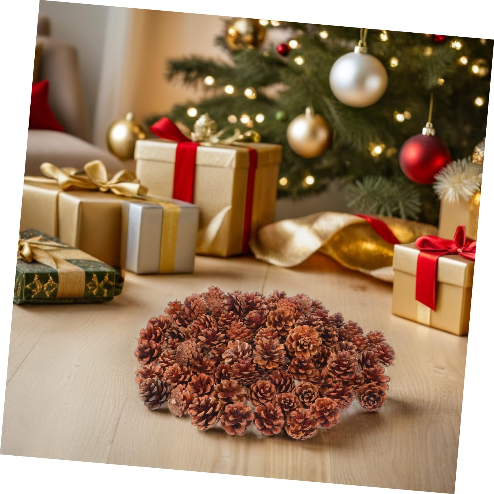 ULTECHNOVO 130 Pezzi Pigne di Natale Mini Naturali 3-4cm Decorazioni Rustiche per Albero di Natale e Riempitivi per Vaso per Decorazioni Invernali e Matrimoni