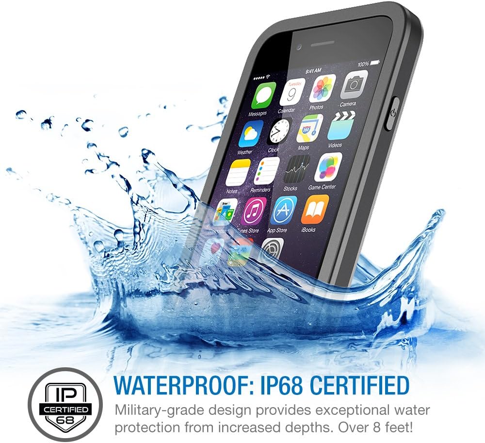 TETHYS iPhone 6 / 6s Case, Ultra Series iPhone 6/6S Waterproof Case (4.7 Inch) Protective IP68 Certified Cover Thinness Profile w/Capability Shockproof,SandPROOF,Snowproof - Black