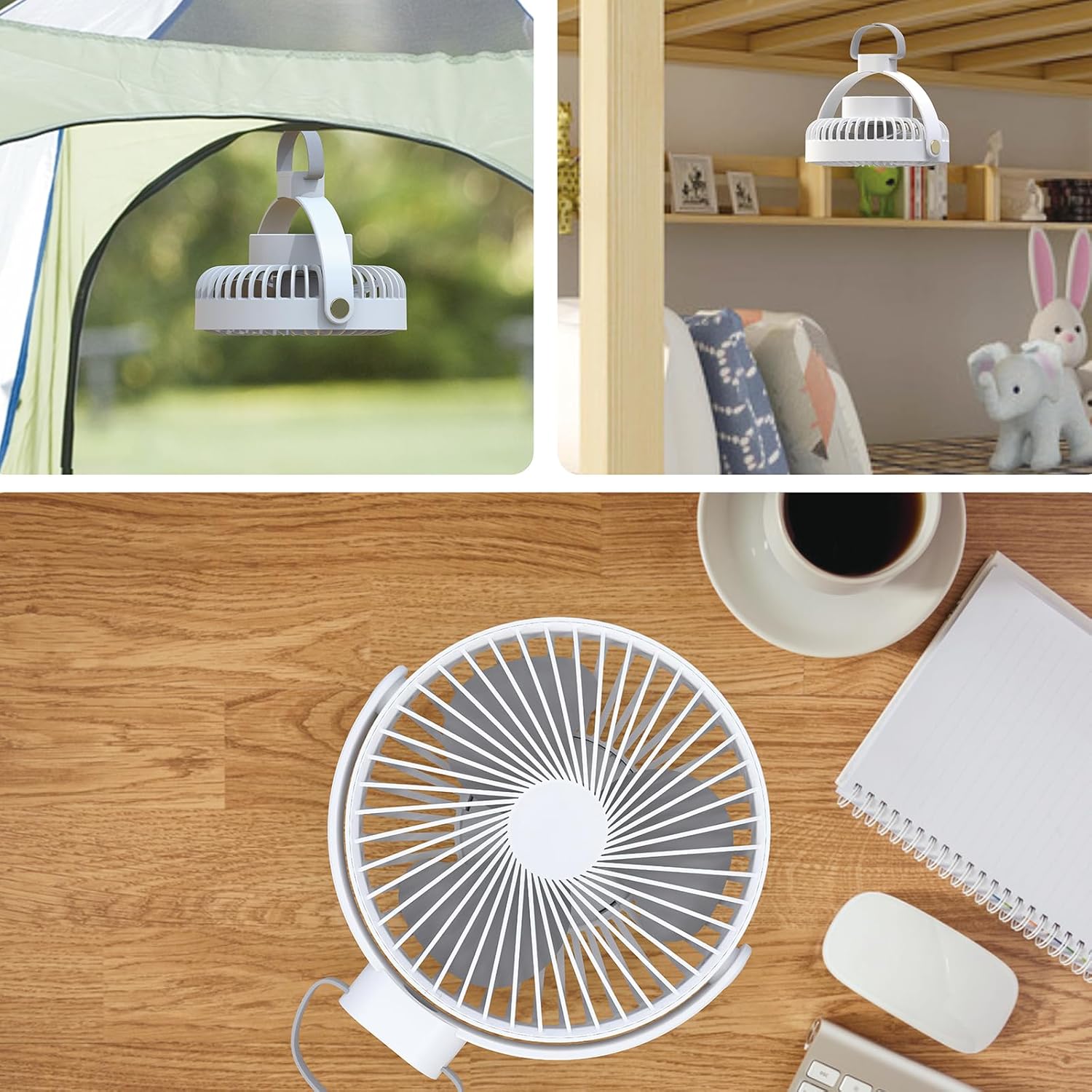 USB 4000mAh 3 Gears Camping Fan with LED Timing for Outdoor Tent Car Home BBQ Camp