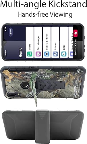 Miniatura 6 de Funda diseñada para Jitterbug Smart 3 (2021) con vidrio templado, clip giratorio para cinturón, soporte para soporte de armadura resistente a prueba