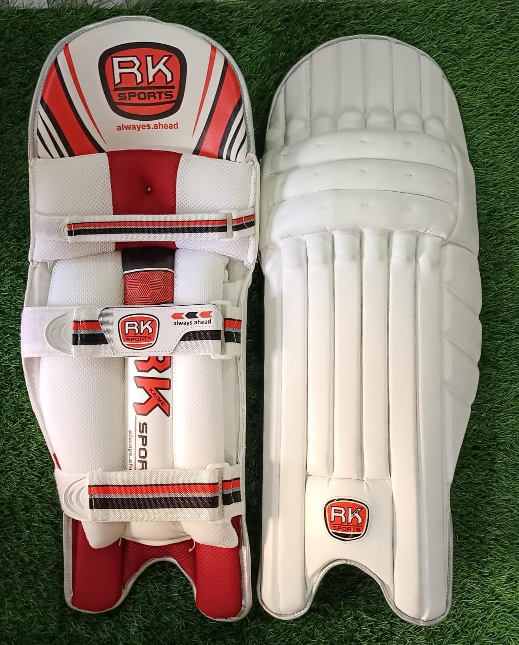 RK KAIME SPORTS Cotton Batting Pad Club Ultimate Intense - Legguard Practice Pad for Mens Youth & Boys (Youth) (White, Red) 3