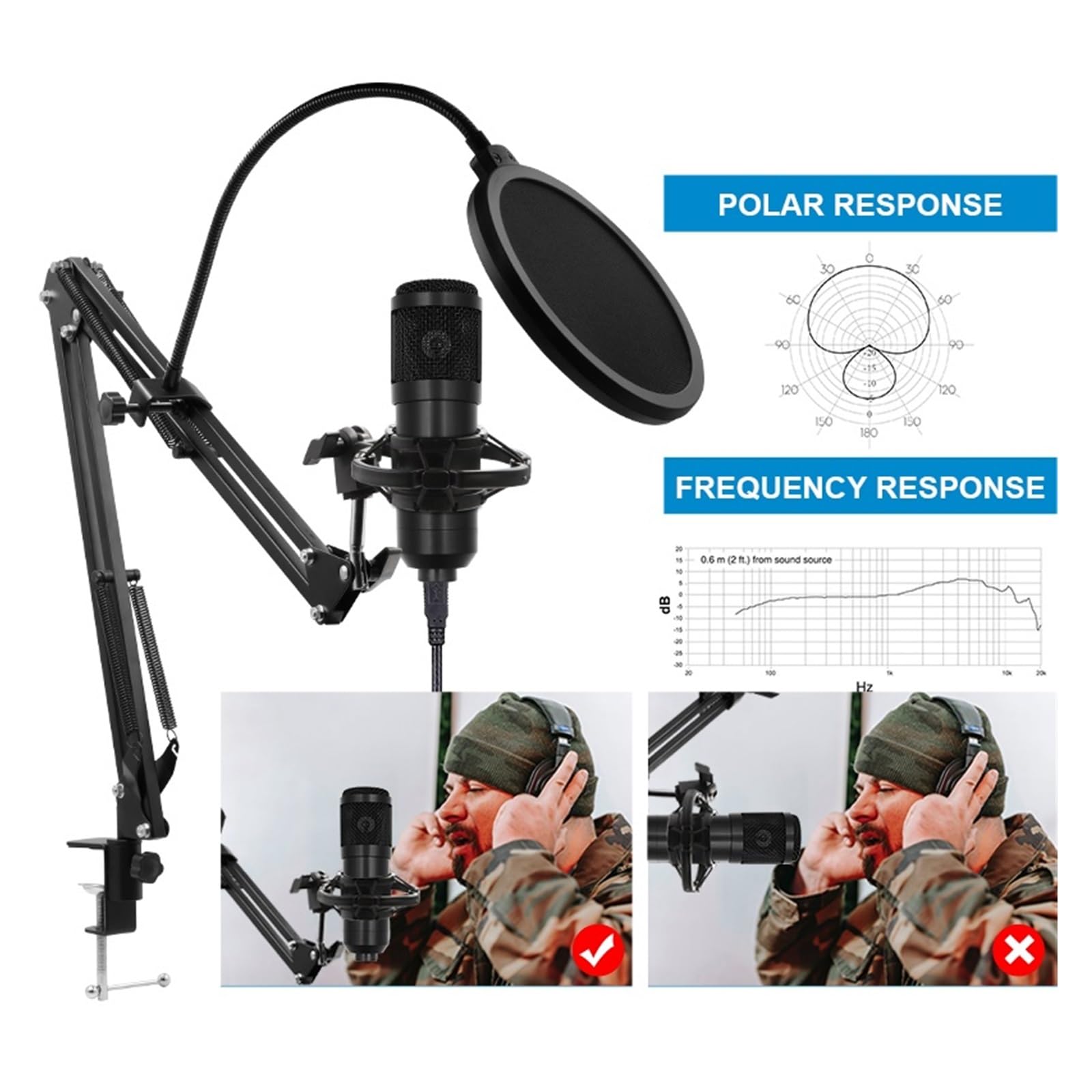 Mikrofon Pojemnościowy Do Karaoke Na Żywo, Czatu, Nagrywania Gier, Telefonu Komórkowego, Komputera, Sprzętu Ogólnego(Golden-BM800)