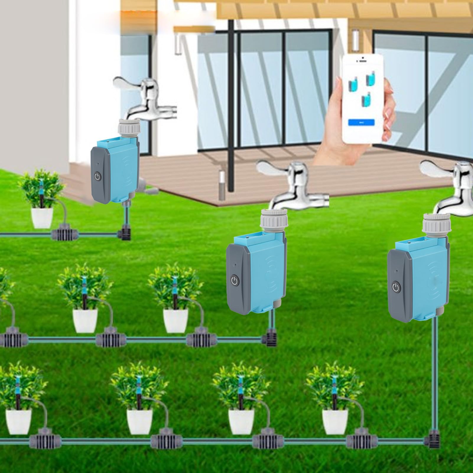 Smart WiFi Sprinkler Timer Wassertimer Automatisches Bewässerungssystem Fernbedienung Garten Effiziente Bewässerung für Hof Balkon Zuhause Grüne Wand POM-Material 310 g (Bluetooth-Regenregler)