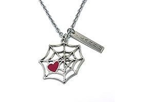 Marvel Homecoming Necklace: Spider Web Jewelry, 'I Larb You' Love Heart, Gift Box Included