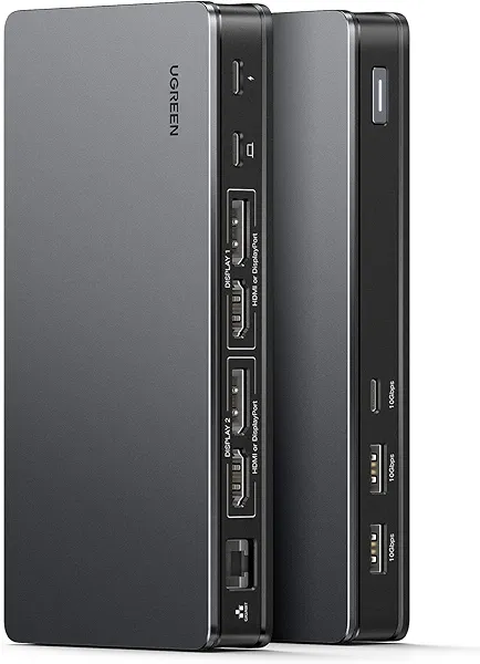 UGREEN Revodok Pro 209 USB C Docking Station, DisplayLink 9-in-1 Dual 4K@60hz Monitor Dock for MacBook & Windows with 2 DP & 2 HDMI, 10 Gbps USB C & USB-A Data Ports, 100W PD, Gigabit Ethernet