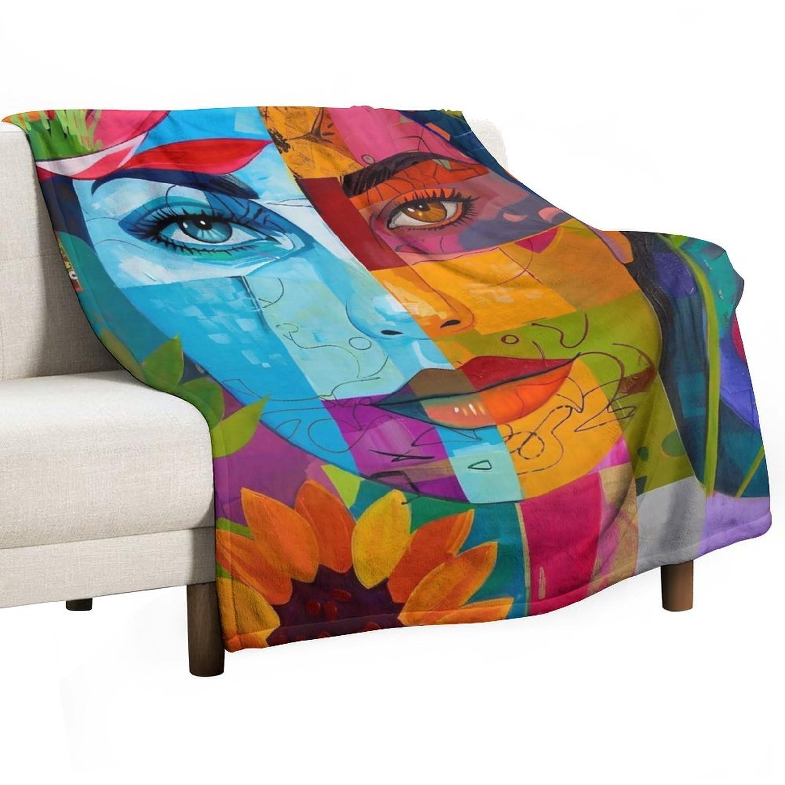 YHGSREUOH Floral Quadrant Woman 04 Flannel Blankets Fleece Soft Throw Lightweight Plush Gifts for Couch, Bed, Cozy Sofa Plush, Chair, Lovers 100x130cm(40x50in)