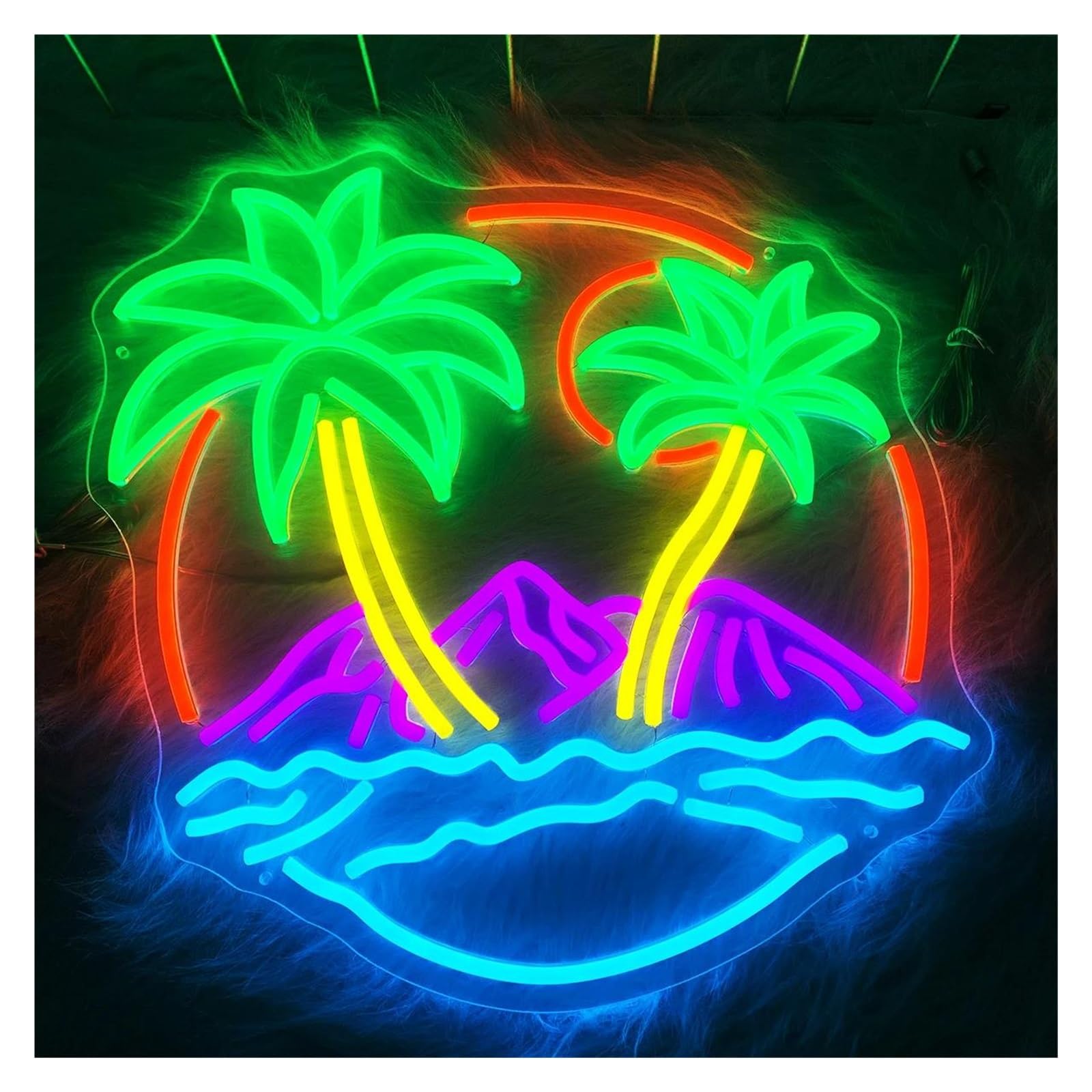 SHOUXI Sign Lamp Coconut Beach Shape Neon Lights, Can Be Used for The Pool Party Birthday Party Room Decoration to Create Atmosphere 43X42.5cm