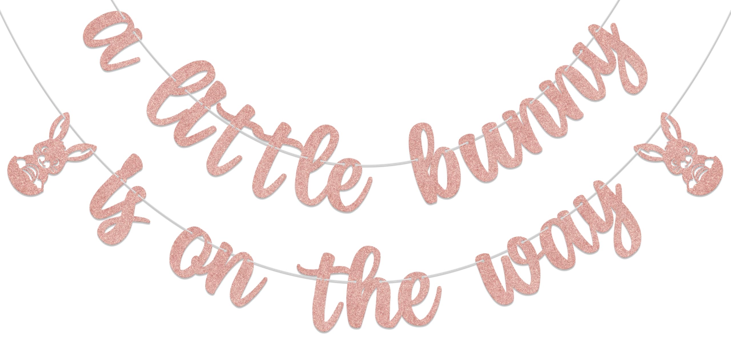 A Little Bunny is on the Way Banner - Easter Baby Shower Decorations - Easter Decorations Rose Gold