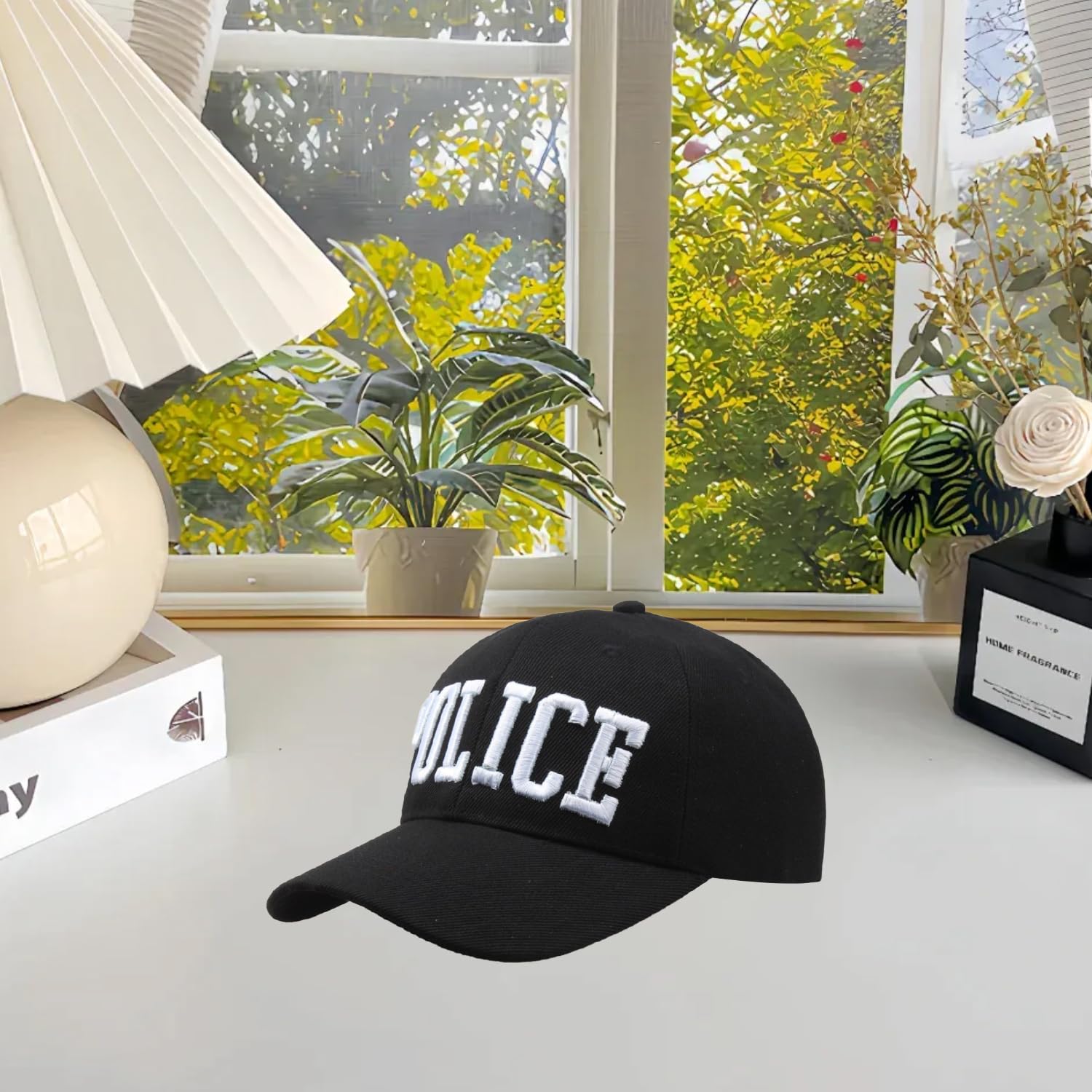 JUFYVO Police Cap Adjustable Police Baseball Hat Black Cap Role Play Cosplay Party Hats Halloween Fancy Dress Costume Accessory for Unisex Adult - Image 3