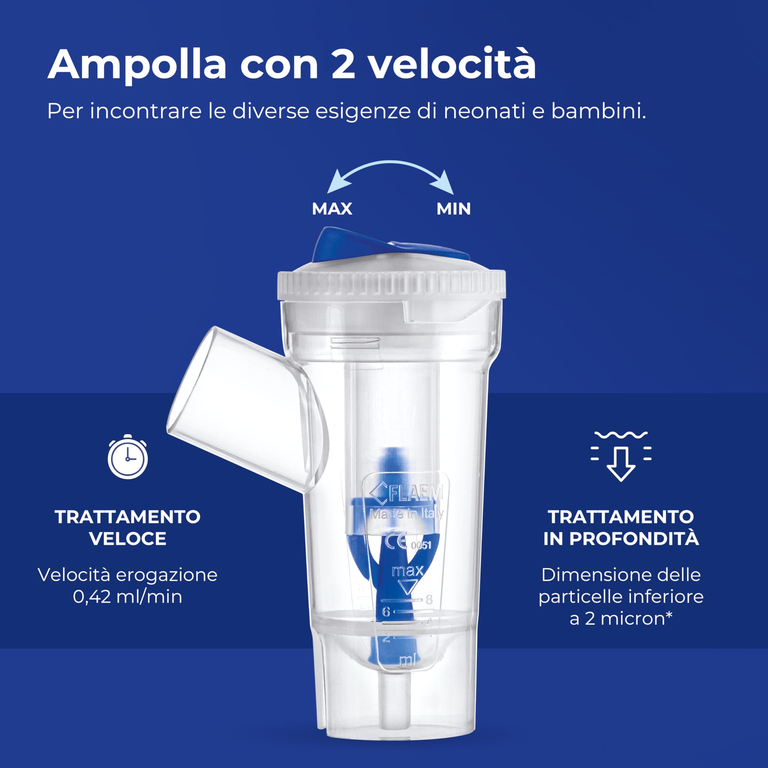 Flaem, ProfiNeb 2024, Aerosol Portatile Silenzioso per la cura delle Basse Vie Respiratorie, Macchina Aerosol Adulti e Bambini Certificato MDR completa di Mascherine Soft Touch, Made in Italy