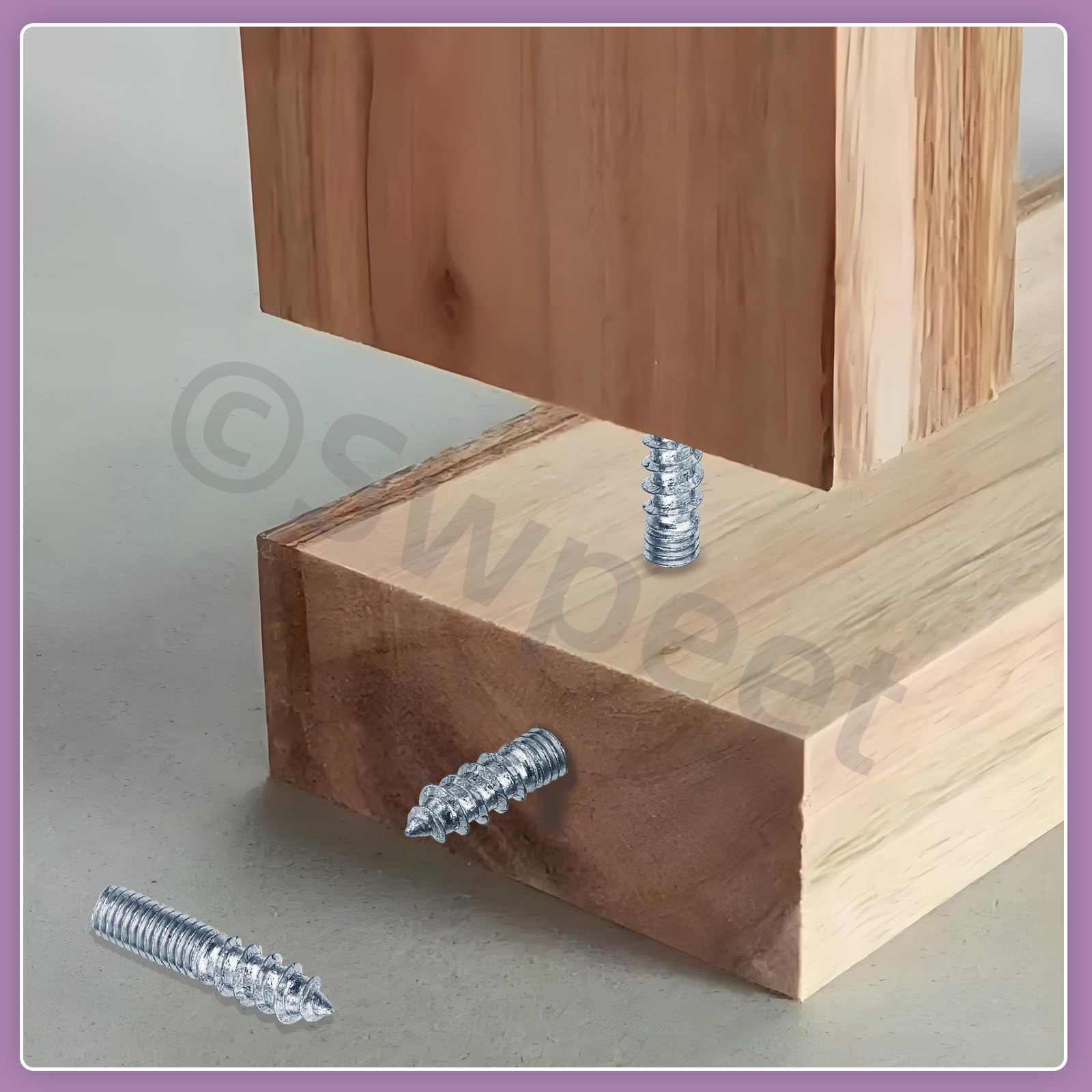 Swpeet Kit assortito di 120 bulloni a gancio in zinco M4 M6 in 7 misure, bulloni a doppia testa, bulloni a gancio autofilettanti, bulloni a vite per tasselli, aste filettate, viti per mobili per