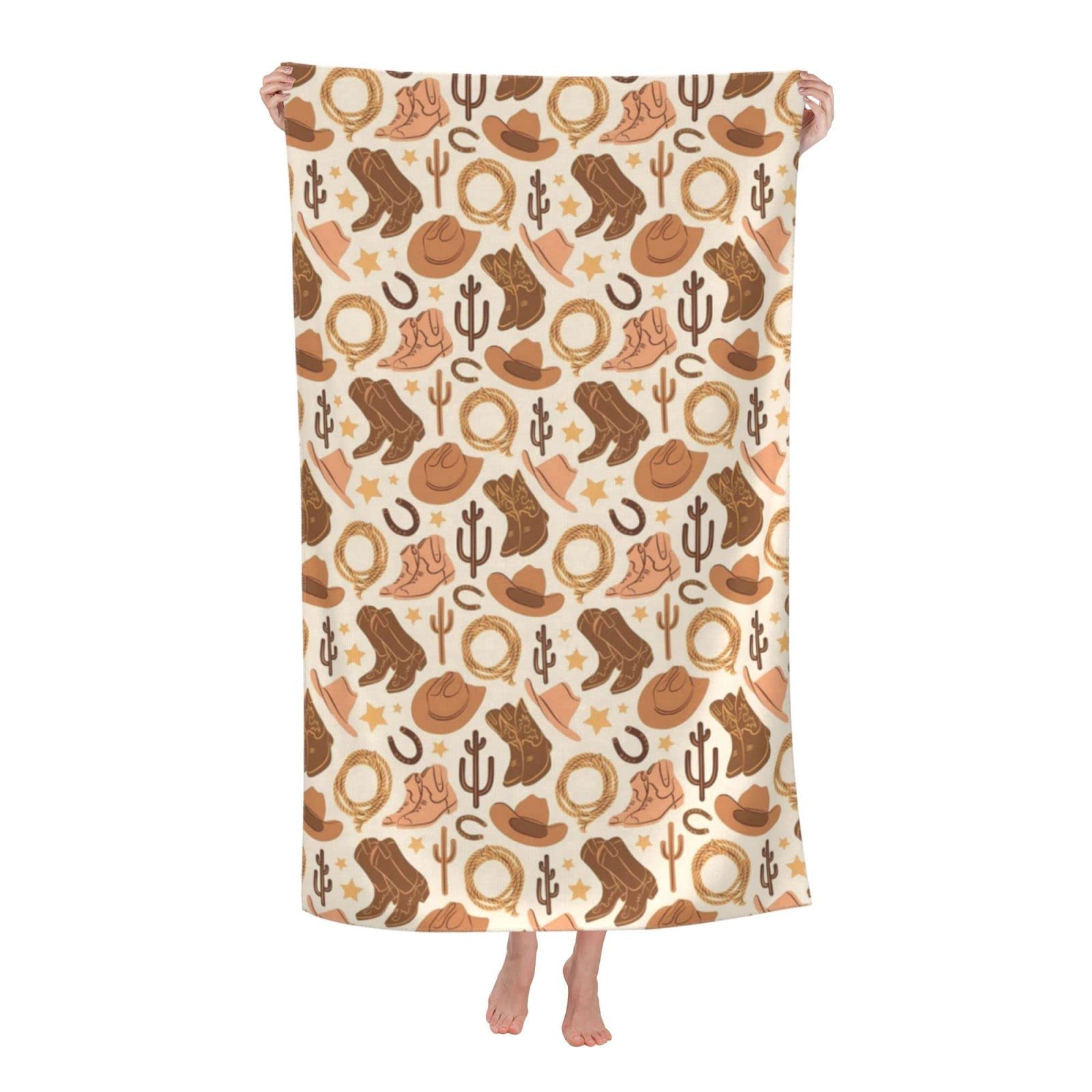 LMNSWDA Western Rodeo Cowboy Southwest Cute Pattern Beach Towels Oversized Soft High Absorbent Quick Dry Bath Towels Pool Towels Travel Beach Towels