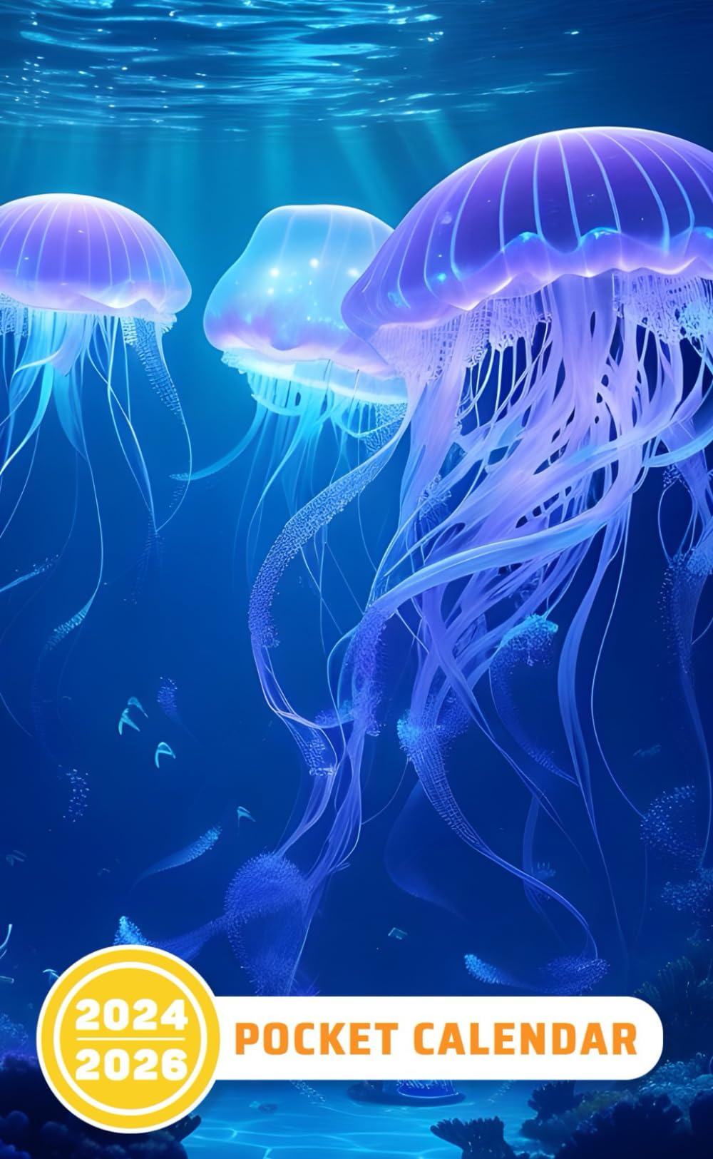 Pocket Calendar 2024 - 2026: Three-Year Monthly Planner for Purse , 36 Months from January 2024 to December 2026 | Underwater city | Luminescent ... ballet | Delicate tendrils | Light