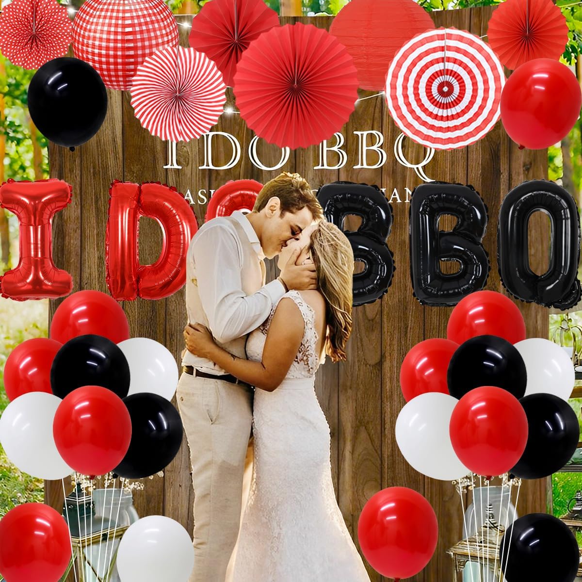 I Do BBQ Party Decorations for Adult I Do BBQ Backdrop Foil Balloon Paper Fans Barbecue Bachelorette Party DecorPicnic Supplies for Wedding Engagement Bridal Shower Outdoor Indoor